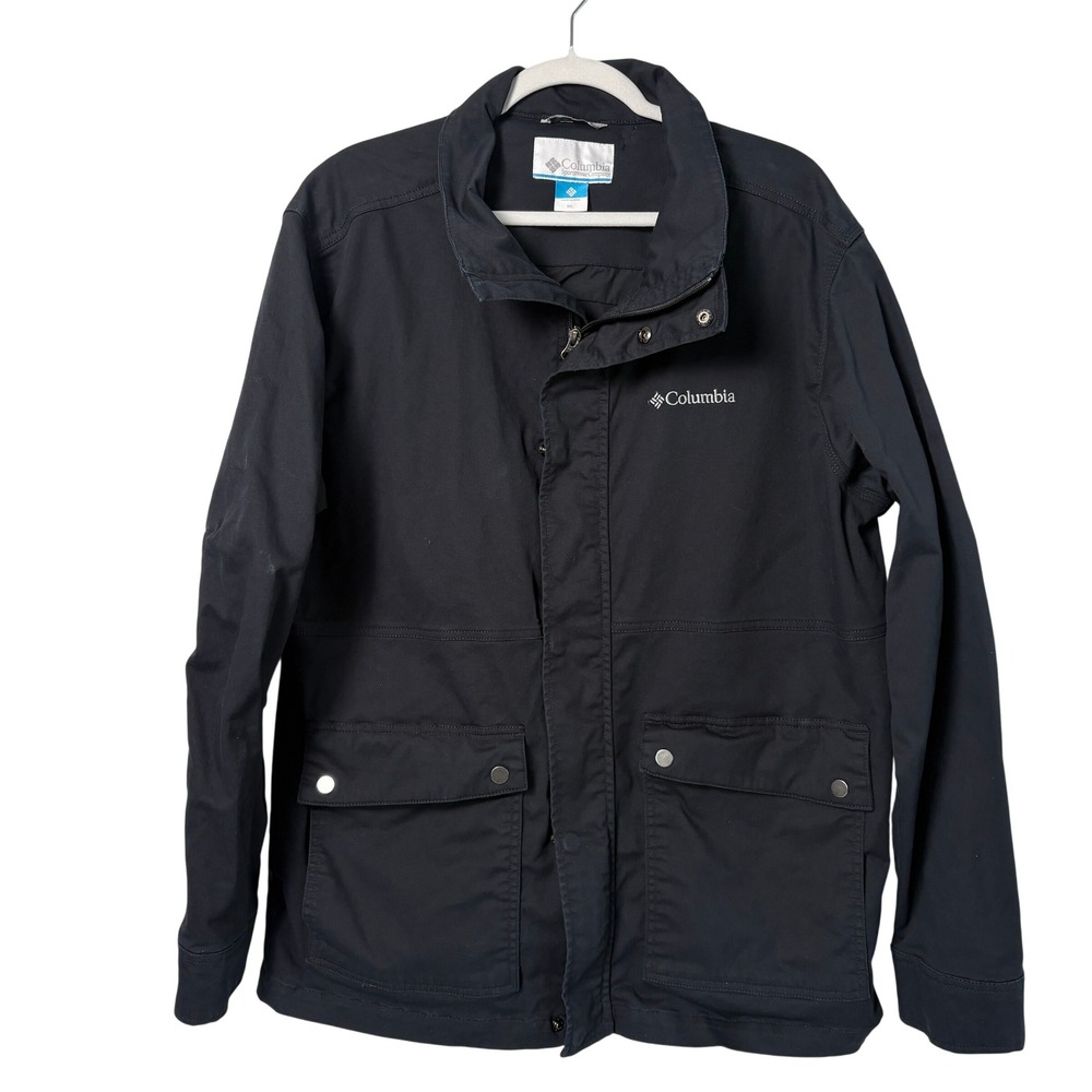 Columbia Utility Field Jacket Mens XL Black Cotton Blend Full Zip XM3653